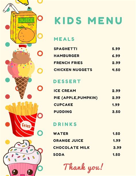 What to Include on a Kids Menu